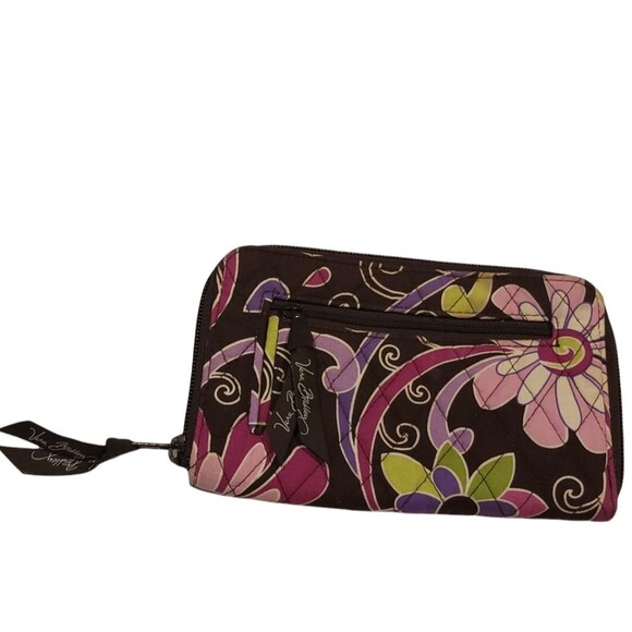 ERA BRADLEY Zip Around Wallet Retired Purple Punch Wallet Clutch Pink floral - Picture 1 of 5
